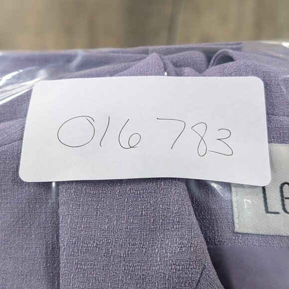 Le Suit Blazer Skirt Set Womens 8 Purple Short Sleeve Button Up Preppy Office - Picture 13 of 13